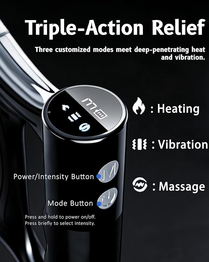 Electric Muscle Scraper Tool with VibrationMassage&amp Heat Portable Gua Sha Massager for Full Body Muscle Recovery Relaxation and Pain Relief (Black-Gel)