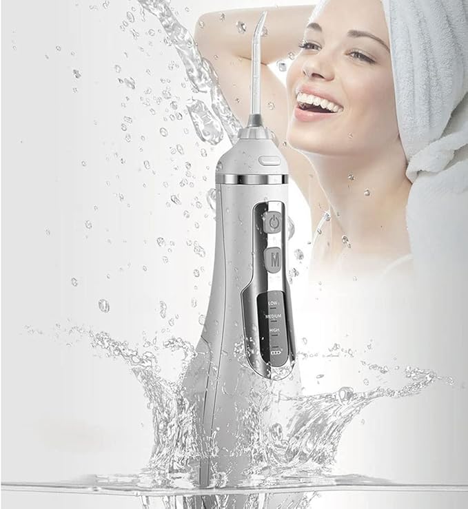 Water Dental Flosser for Teeth Cleaning Waterproof Dental Picks Floss Oral Irrigator with 4 Tips and 200ML Water Tank (Color : Black)