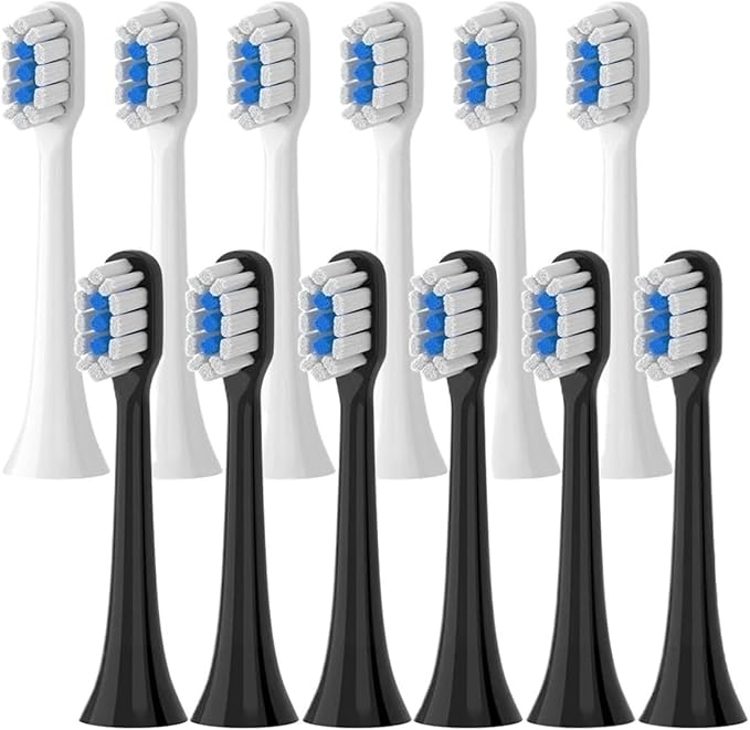 Replacement Brush Heads Compatible for T301 T302 T501 /501CSonic Electric Toothbrush Head Soft Bristle Nozzles(T301-302-WH-12Pcs)