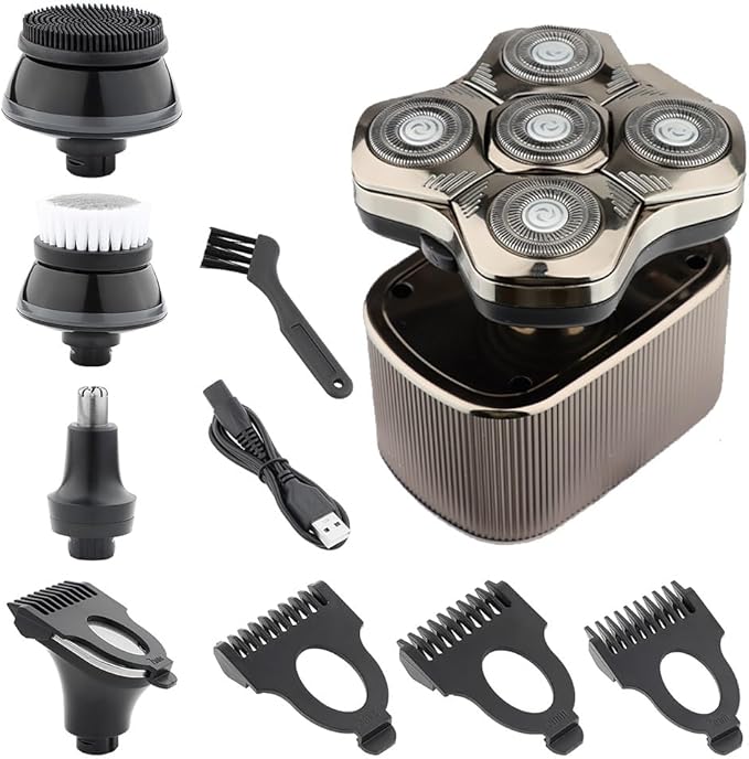 Head Shaver for Men 5 in 1 Men's Electric Shaver Beard Hair Trimmer 5D Floating Blade Head Electric Razor Multifunction Bald Head Shaving