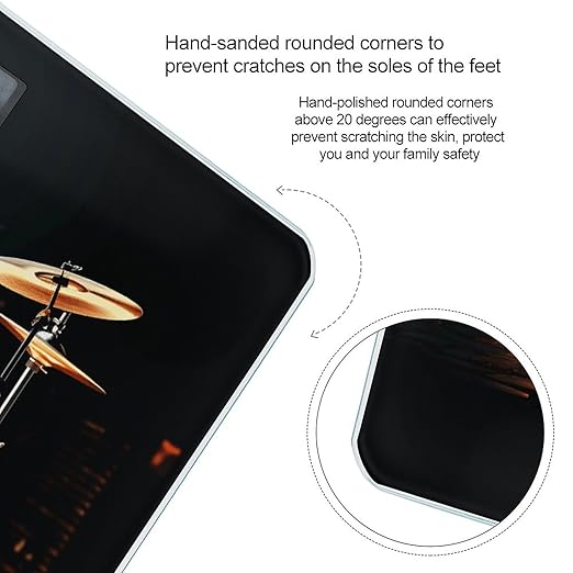 Drummer Bathroom Scale Large LCD Backlight Display Digital Scale Rounded Corners Body Scales Automatic Power On/Off Bathroom Scales for Home Bedrooms
