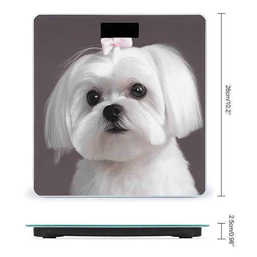 Lovely Maltese Dog Scale for Body Weight High Precision Digital Weight Scales with LCD Display Anti-Slip Sturdy Slim Tempered Glass Bathroom Scale for Home Use