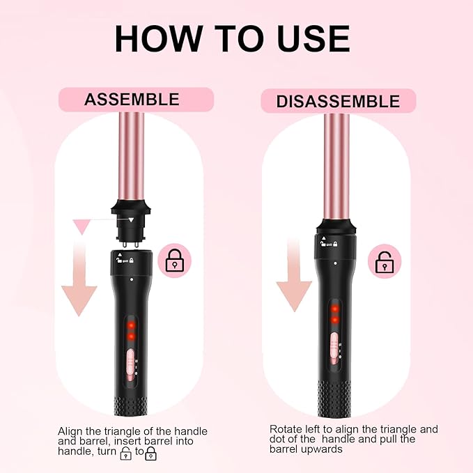 Curling Iron 1 Inch Professional Long Barrel Hair Curling Wand with 2 Heat Settings Ceramic Coating Barrel Curler Wand for All Hair Types Include Heat Protective Glove &amp 2 Clips