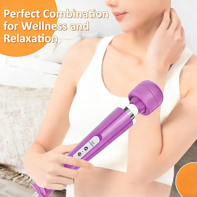 Wired Wand Massager for Women 10-Speed Electric Handheld Deep Tissue Massager Powerful Plug-in Full Body Muscle Recovery Tool for Neck Back Shoulder &amp Foot Relief