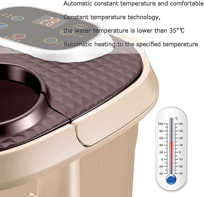 Foot Spa/Bath Massager with Heat Bubbles Function 2 Massaging Rollers and 4 Motorized Massage Balls Pedicure for Tired Feet Stress Relief Help Sleep Home Use