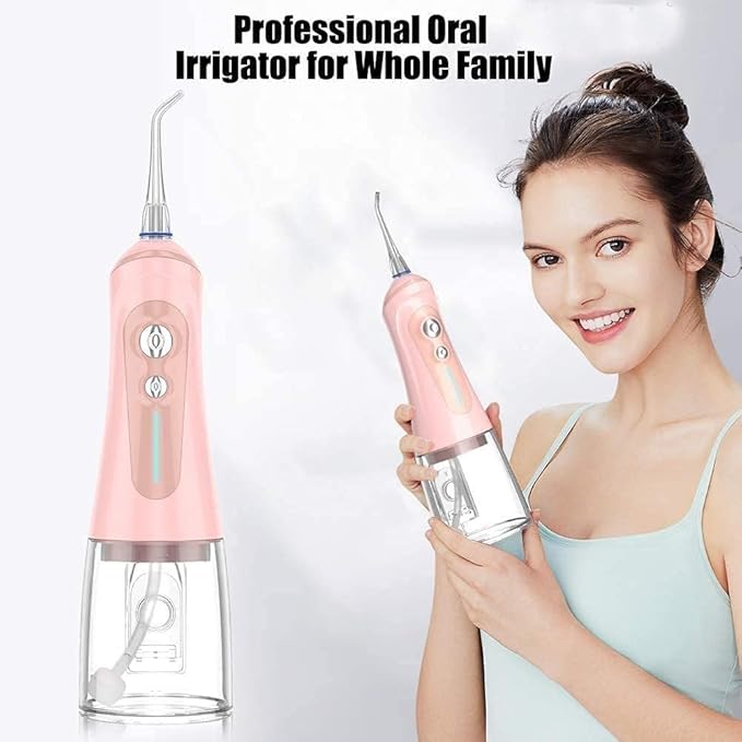 Water Dental Flosser Cordless for Teeth6 Modes 320ML Portable and Rechargeable IPX7 Waterproof Water Flosser with Cleanable Water Tank for Home and Travel (Color : Pink)