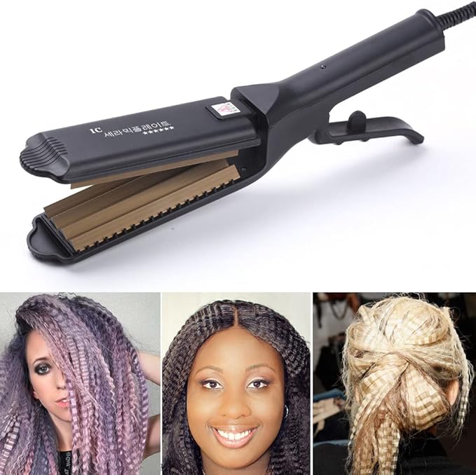 Pro Big Hair Crimper Corrugated Iron Hair Waver Fluffy Hair Straightener Curling Iron Titanium Ceramic Flat Crimping Iron Plate
