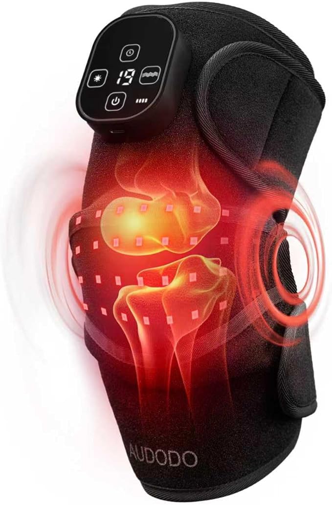 Red Light Knee Brace with Vibration Massage Cordless Knee Massager with Heat and Red Light Therapy Infrared RedLight Therapy Wrap for Knee Joint Heated Therapy Device 660nm&amp850nm Blank