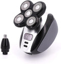 Head Shaver for Bald Men Cordless Rechargeable Electric Razor for Men with 5 Dual Track Heads Wet/Dry Use Body Hair Trimmer Black+silver