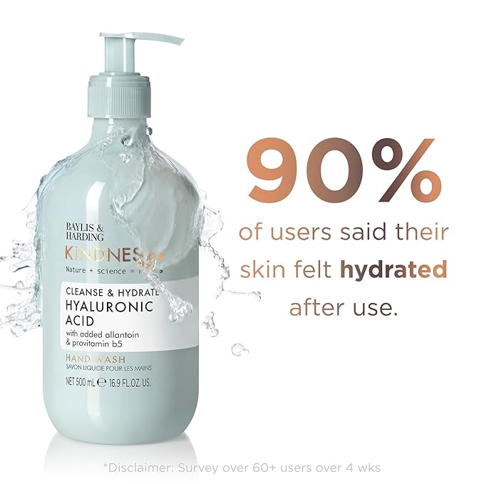 Baylis &amp Harding Kindness + Hyaluronic Acid Pear &amp Orange Blossom Fragrance 16.9 fl. oz Cleanse &amp Hydrate Hand Soap (Pack of 3) - Biodegradable Formula - Vegan Friendly