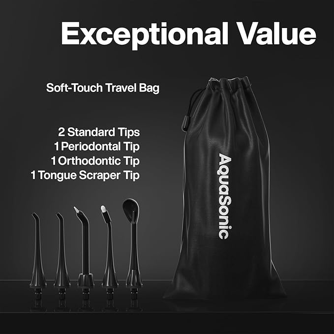 AquaSonic Aqua Flosser - Cordless Rechargeable Water Flosser for Teeth - Waterproof Portable Oral Irrigator for Dental Cleaning with 5 Jet Tips – Braces Home Travel