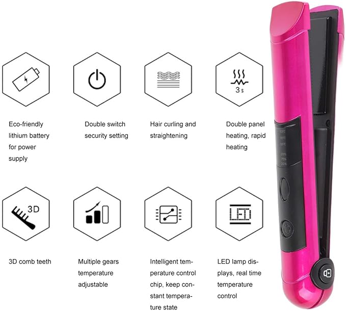 USB Rechargeable Multifunctional Mini Hair Straightener Curler Hair Styling Tool Curling Straight Dual Use Curling Iron for Home