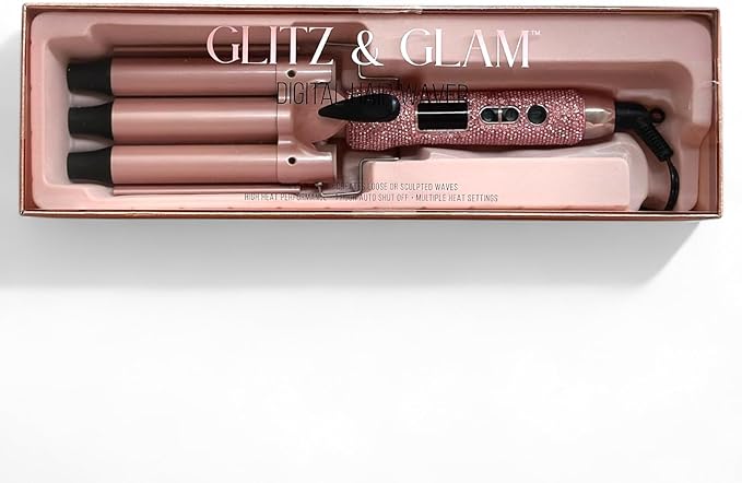 Glitz &amp Glam Bling Triple Barrel Hair Waver Rose Gold