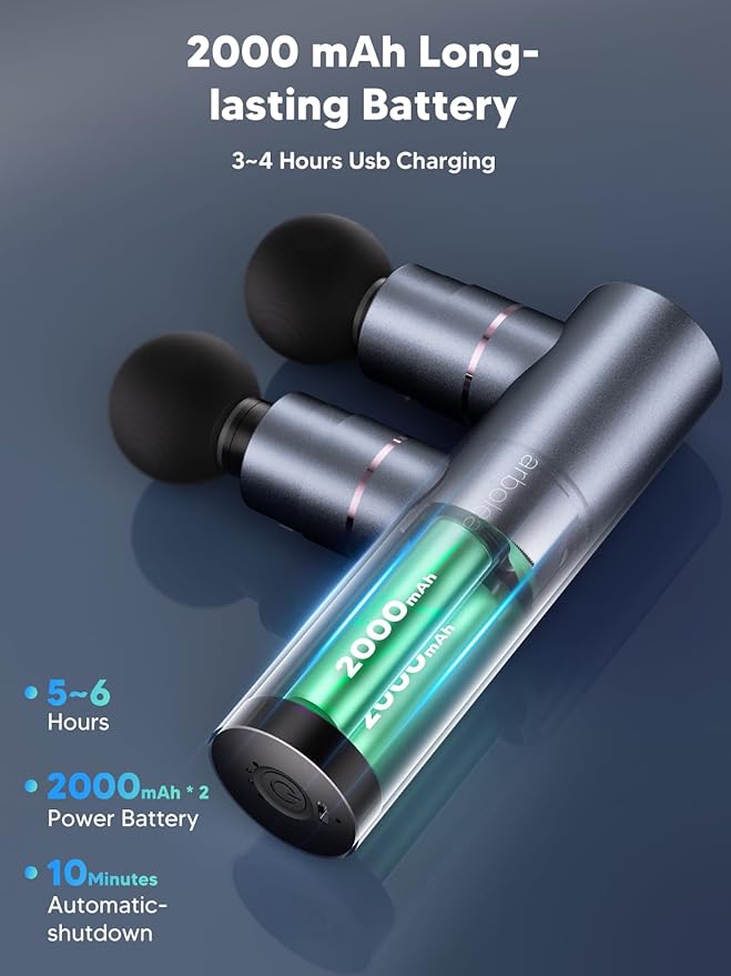 arboleaf Massage Gun Deep Tissue with Double Heads Full-Metal Electric Portable Handheld Massager for Back Shoulder Sore Muscles Pain Relief 5 Modes Seamless Speed Control