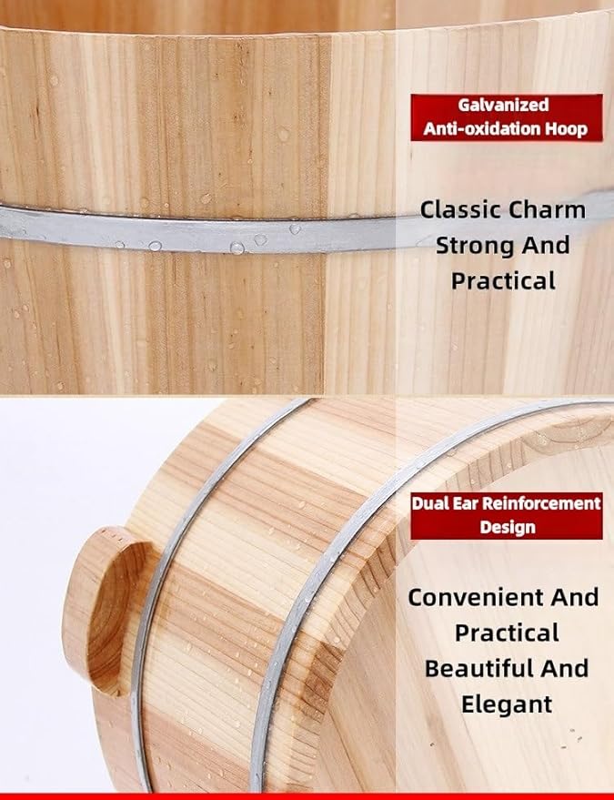 Wooden Foot Basin Solid Wood Foot Tub Pedicure Bowl Spa Massage Cedar Pedicure Barrels Household Foot Bath Barrel with Lid with Massager for Foot Bath Soak Massage Spa Sauna