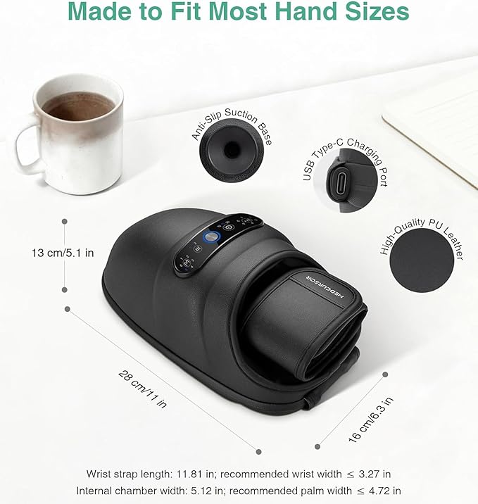 Medcursor Hand Massager - Hand Massager with Heat and Compression for Carpal Tunnel and Stiff Joints Pain Relief from Wrist to Palm and Finger Gifts for Women Men (Rechargeable)