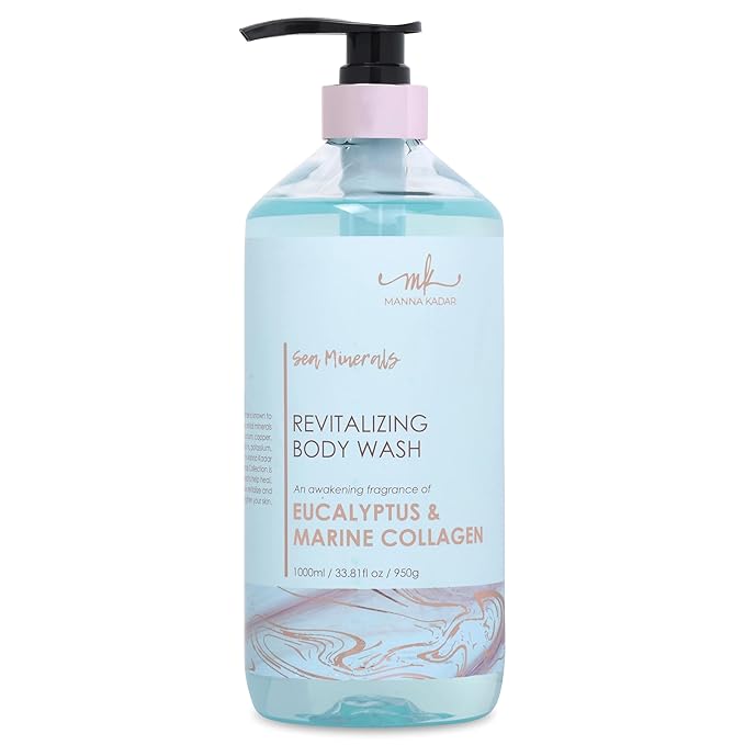 Manna Kadar Beauty Dead Sea Minerals Revitalizing Body Wash Eucalyptus &amp Marine Collagen - Clean Soothe Revitalizes Rejuvenates Skin Shower Gel