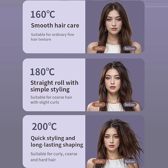 Hair Straightener - Portable Straightening Brush Cordless USB Rechargeable Styling Tool | Ceramic Hairdressing Comb For Travel Blowout Holiday Salon Home Wedding Bridal Spa Party Summer Holiday Daily