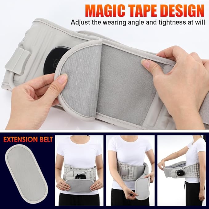 3-in-1 Back Support Belt with Sciatica Comfort Rechargeable Lumbar Brace for Lower Back Relief Portable Wireless Massager for Men &amp Women Ideal for Relaxation Free Size