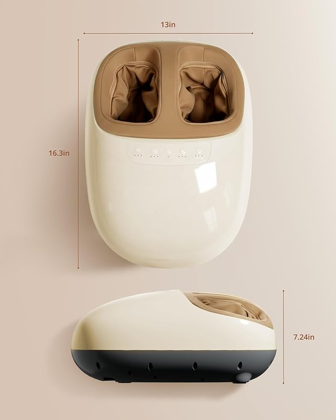 Shiatsu Foot Massager Machine with 3-Level Heat Deep Kneading Therapy Air Compression Auto-off Timer Remote Control for Plantar Fasciitis Neuropathy Pain Relief for Men Women Size up to 13