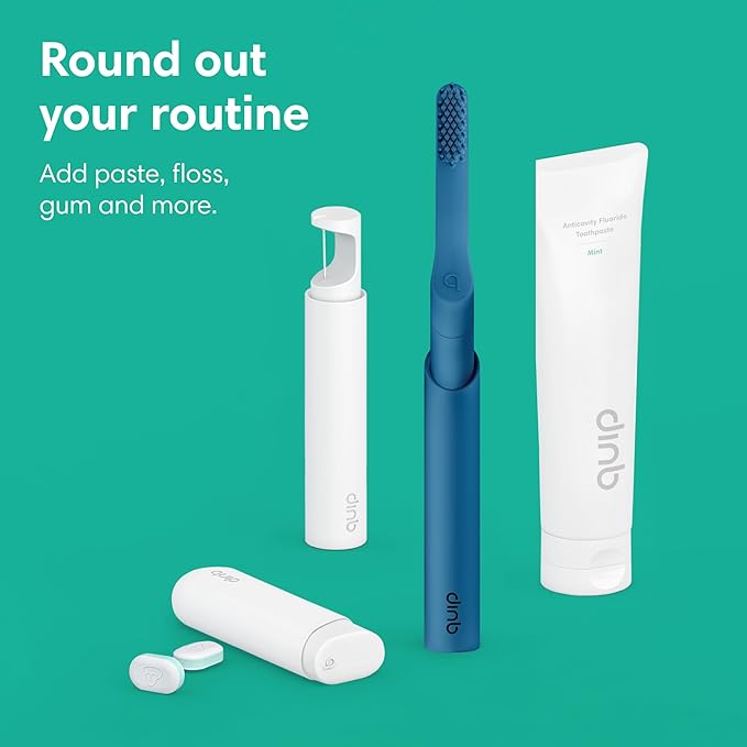 Quip Rechargeable Smart Sonic Toothbrush for Adults - Timed Electric Toothbrush with Bluetooth &amp Rewards App - Replaceable Brush Head Soft Bristles Plastic Handle - Travel Toothbrush - Ocean Blu