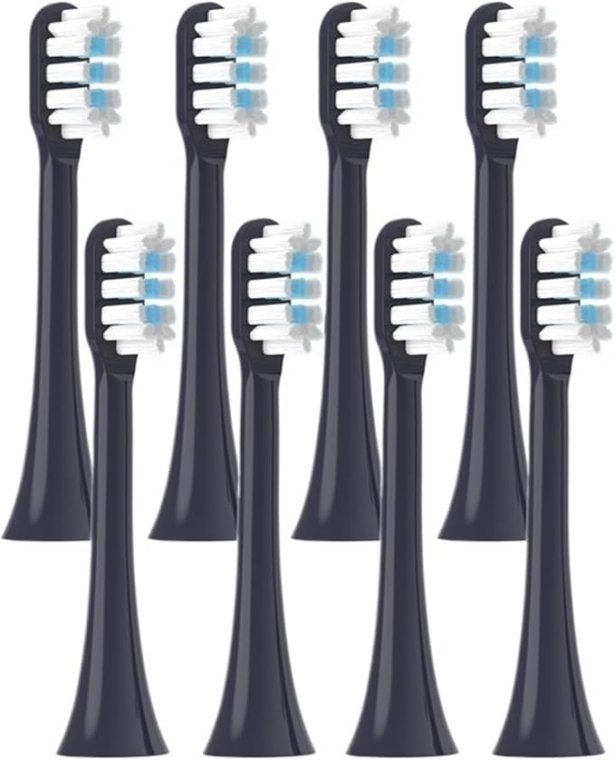 Replacement Toothbrush Heads for T301/T302/T501C Electric Soft Bristle Nozzles with Caps(8 pcs Purple)