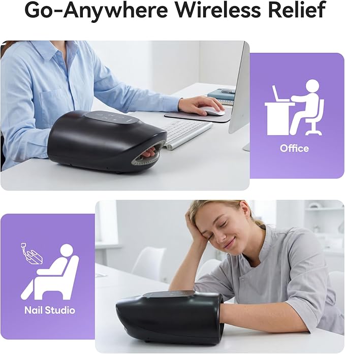 vrenmol Hand Massager with Heat and Compression: Cordlesss Hand Massager Electric Massager 5 Intensities 3 Temperatures 3 Modes Massage At Home for Women Men