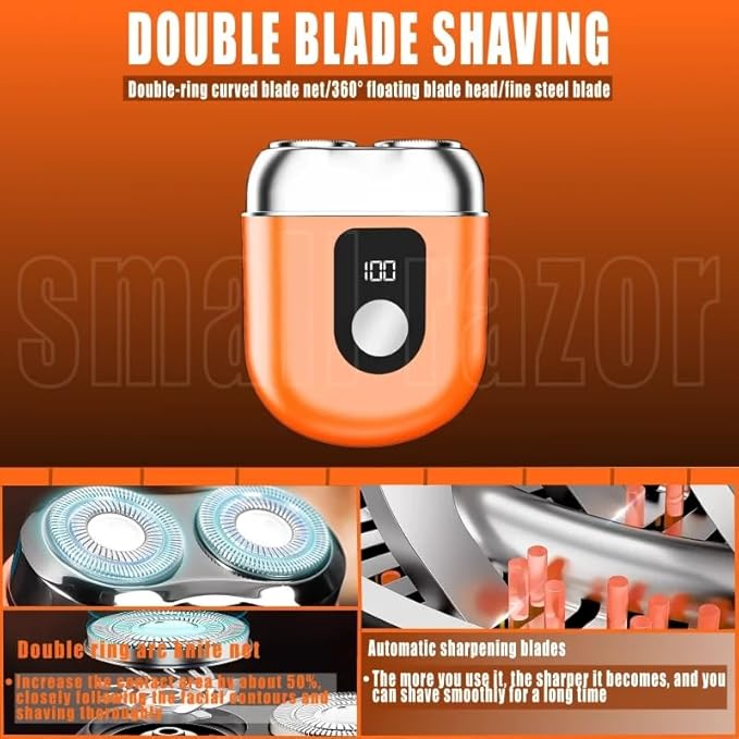 Men's Electric Shaver Razor Magnetic Head Mini Portable Double Head Razor Double Head Digital Display Razor Waterproof Shaver