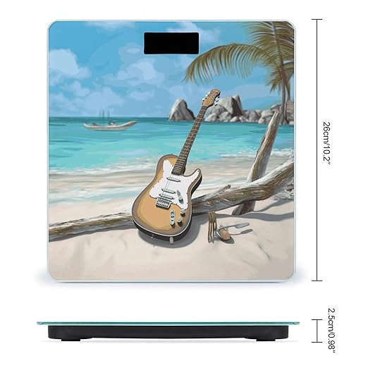Guitar on The Beach Bathroom ScaleHighly Accurate Digital Weighing Machine for People Bright LED Display Weight Scale for The Aldult Home Use