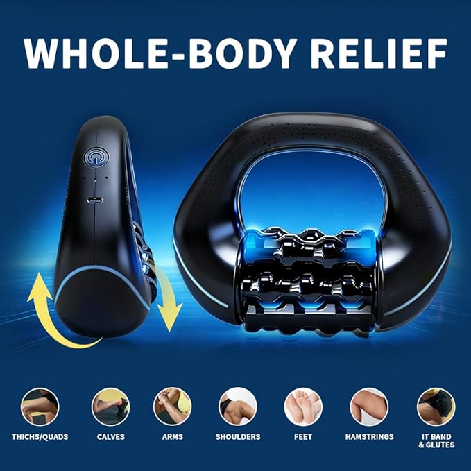 Mini Percussive &amp Rolling Massager - 3-Speed Electric Deep Tissue Muscle Roller for Full Body Pain Relief Portable Handheld Massage for Legs Back Shoulders &amp Glutes with 4H Battery