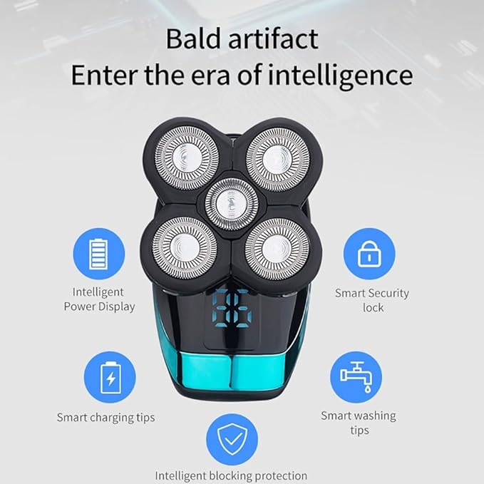 Head Shaver for Men 5 in 1 Electric Shaver Rechargeable Electric Razor for Men Beard Razor Wet-Dry Dual Use Waterproof LCD Display Shaving Machine