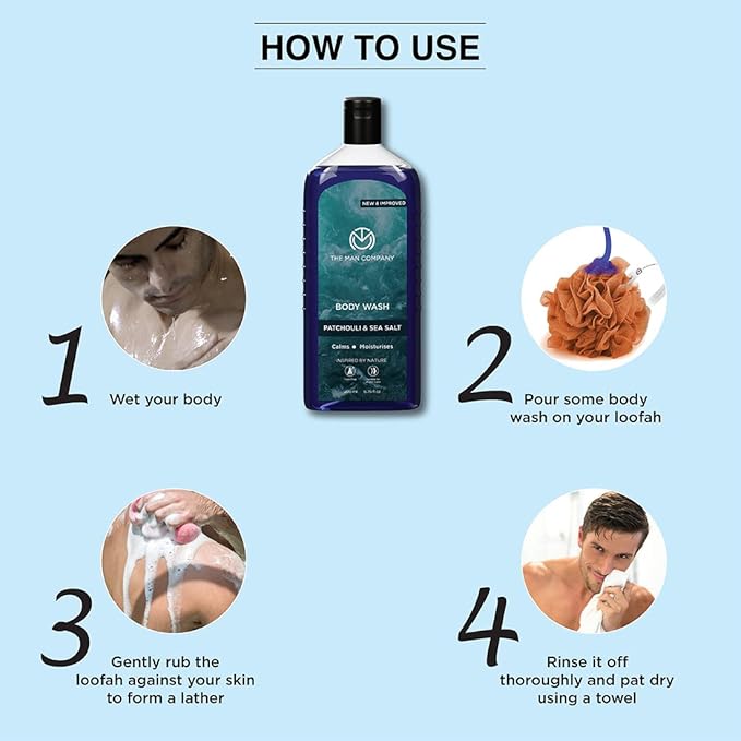 The Man Company Patchouli &amp Sea Salt Perfumed Body Wash For Men - 200 Ml | Shower Gel For Deep Moisturization &amp Smooth Skin | Enriched With Green Tea Turmeric &amp Moringa Extract