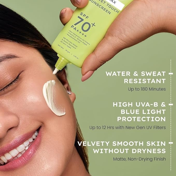 Hy-phe-n Matte Max Velvet Touch Sunscreen SPF 70+ PA++++ | Sun Protection | Sun Shield |Sunscreen SPF No White Cast Non Greasy &amp Lightweight | For Oily Combination &amp All Skin Types-30g
