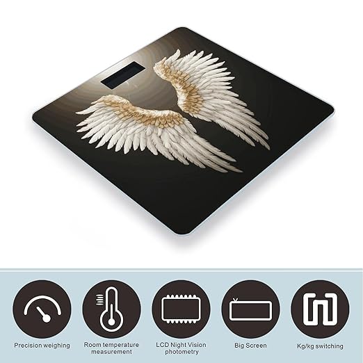 Angel Wing Scale for Body Weight Accurate Digital Bathroom Scale Toughened Glass High Precision Scales Smart Weight Scales with Large LCD Backlight Display Weighing Machine