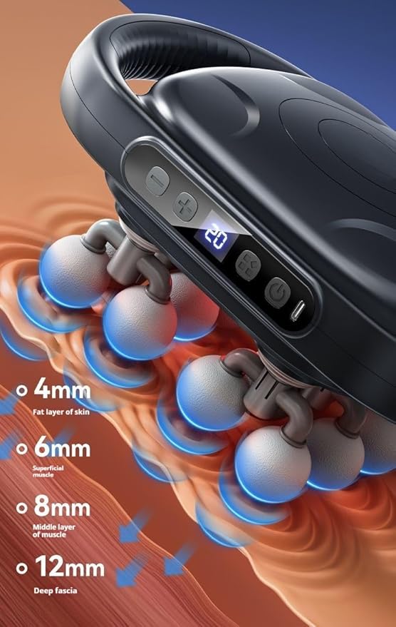 Deep Tissue Percussion Massage Gun 16-Heads Electric Massager with 3 Modes &amp 30 Intensity Levels Quiet Handheld Fascia Blaster for Back Neck Shoulders Legs and Foot Pain Relief