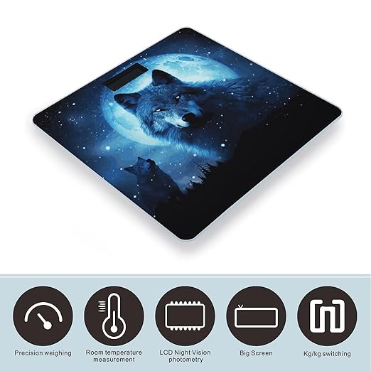 Digital Bathroom Scale for Body Weight Scale with Bright LCD Display High Accuracy Step-On Technology Auto On/Off Wolfs Digital Scales 400 Lbs /180kg