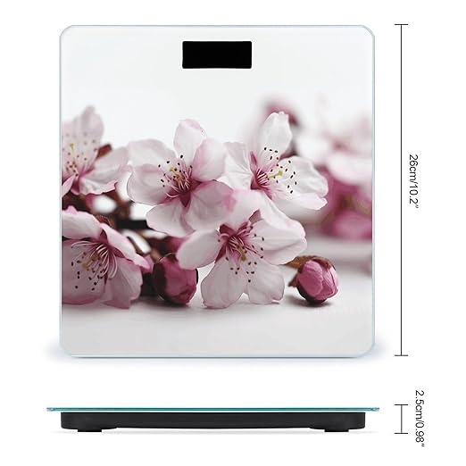 Peach Flower Branch Weight Scale Digital Electronic Scales Bathroom Scale Larg LCD Backlight Display High Precision MeasurementsTempered Glass