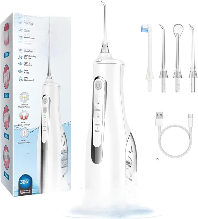 Danou1 Rotation Electric Cordless Water Pulse Rechargeable Portable for Teeth: Waterproof for Daily Teeth Cleaning Oral Irrigator for Travel &amp Home Use USB RechargeableQuiet Operation.