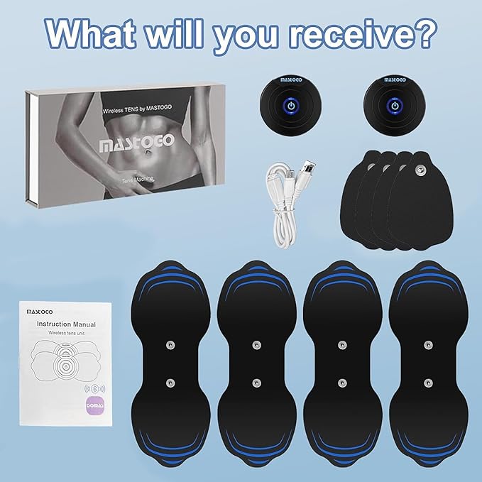 Wireless Tens Unit Muscle Stimulator - Two Sets of Tens Unit Massager for Pain Relief - Up to 12 Mode 20 Intensity Portable with App Controlled Bluetooth TENS EMS Muscle Stimulator Machine