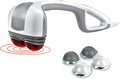 Homedics Back Massager - Heated Automatic Percussion Back Body and Neck Massager with Duel Pivoting Heads Interchangeable Nodes for Shoulders Legs and Feet White