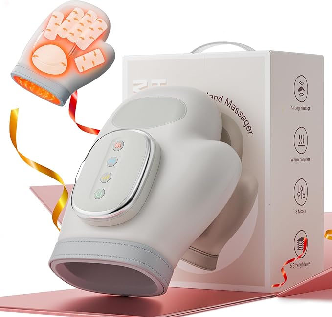 Cordless Hand Massager with Heat and Compression Electric Hand Massager for Arthritis and Carpal Tunnel Relief 3 Modes 3 Heat Levels 5 Compression Settings Hand Massage Ideal Gifts for Women/Men