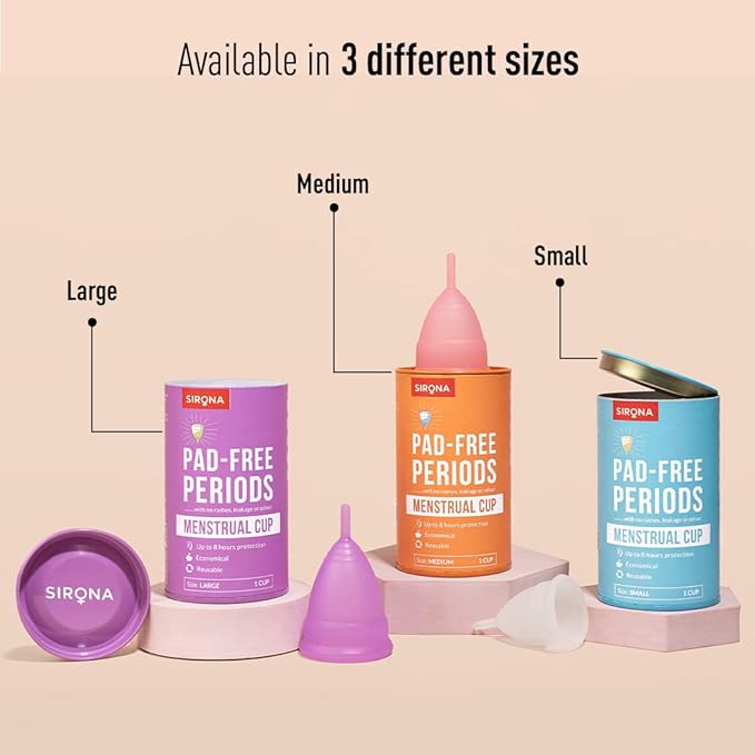 Sirona Reusable Menstrual Cup Medium (Pack of 2)| Reusable Period Cup | Tampon and Pad Alternative | Heavy Flow