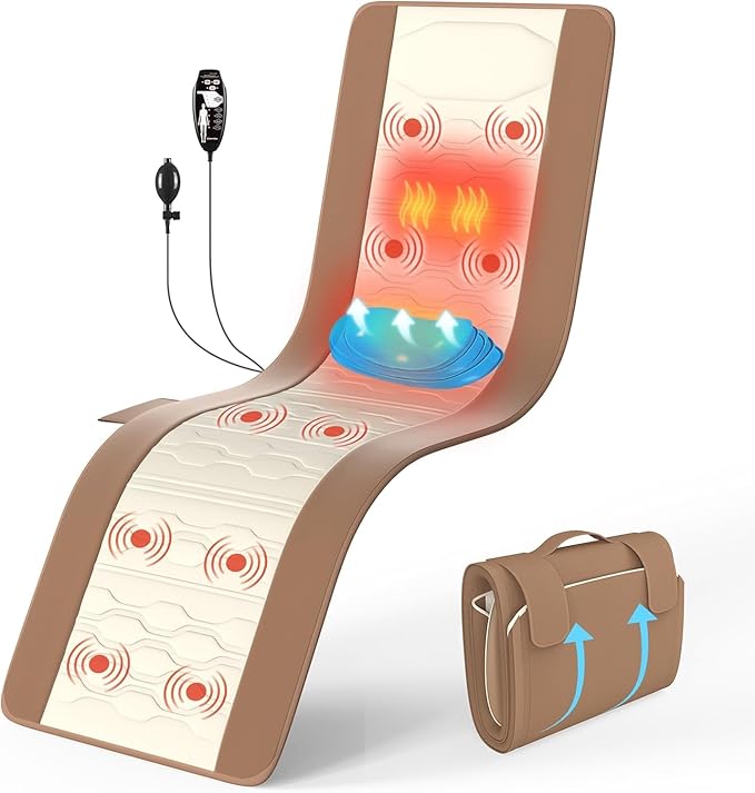 Full Body Massage Mat with Heat Back Massager for Pain Relief Deep Tissue Back Massage Pad with Lumbar Support Traction Device 10 Vibration Motors &amp 5 Massage Modes 2 Heating Pads for Back