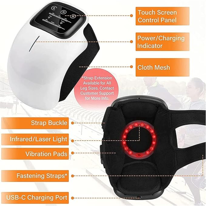Kneemedy – Natural Knee Pain Relief Device Cordless Knee Bliss Red Light Massager with Infrared Heat Vibration Massage Compression Led Screen (1Set)