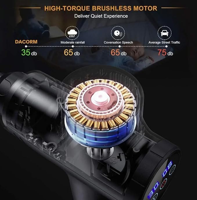 Handleheld Massager Gun 30 Speed Muscle Deep Tissue Fascial Percussion Led Touch Screen Fascia Massage Gun Free Pen (Black)