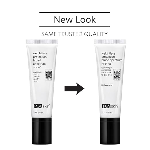 PCA SKIN Weightless Protection Broad Spectrum SPF 45 - Oil-Free Hydrating Face Sunscreen with 8.4% Zinc Oxide for Acne-Prone/All Skin Types (1.7 fl oz)