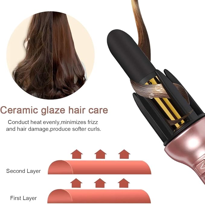360 Rotating Ceramic Curling Wand with Automatic Spin - 1.1 Professional Spiral Beach Waver Iron for Long Hair (Mothers Day Gifts)
