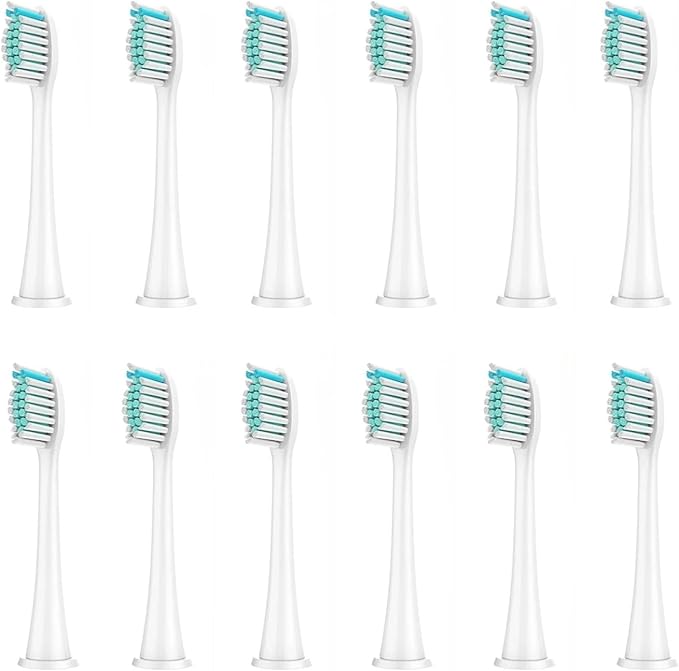 Replacement Brush HeadsCompatible for Philips HX3/HX6/HX9 Series Electric Toothbrush Heads HX6064(12Pcs White)