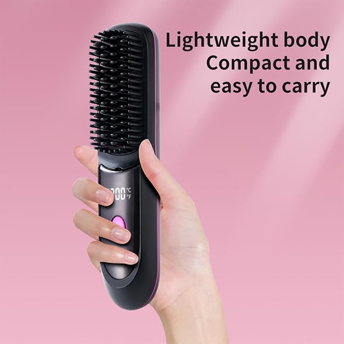 Hair Straightener Brush Electric Straightening Comb Rechargeable Portable Straightener Rechargeable Hair Comb