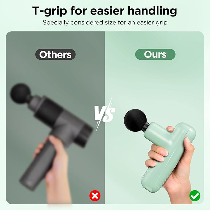 Mini Massage Gun Powerful Handheld Muscle Massager for Muscle Relaxation Deep Tissue Percussion Small Massage Gun Travel Massager with 4 Massage Heads Silent Brushless Motor Green